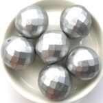 0020263 Alabaster matt Silver Facet 18 mm. 2 Pc.-0