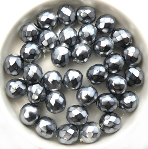 0020300 Jet Snake Silver facet 8 mm. 15 stuks-0 0020300 Jet Snake Silver facet 8 mm. 15 stuks-0