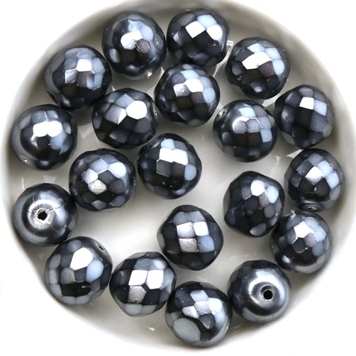 0020301 Jet Snake Silver facet 10 mm. 10 stuks-0 0020301 Jet Snake Silver facet 10 mm. 10 stuks-0