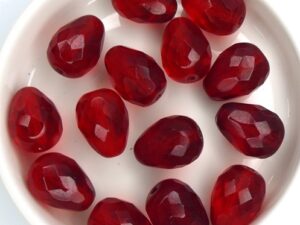 0050236 Dark Siam Red, Pear shaped Drop bead 13 x 10 mm. 6 Pc.-0
