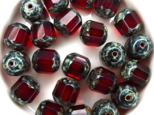 0050244 Siam Travertin Lantern Facet Beads 10 mm. 8 Pc.-0