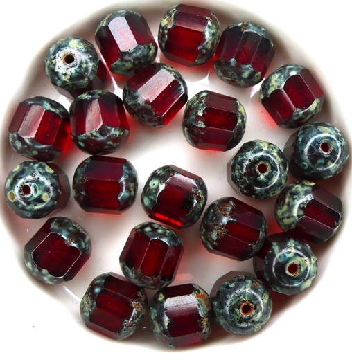 0050244 Siam Travertin Lantern Facet Beads 10 mm. 8 Pc.-0