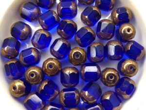 0090112 Dark Sapphire Golden Bronze Lantern Facet Beads 10 Pc.-0