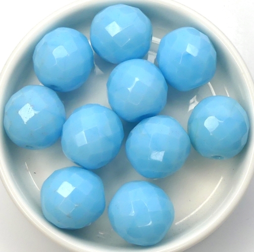 0090367 Opaque Blue Turquoise, Facet 14 mm. 5 Pc.-0 0090367 Opaque Blue Turquoise, Facet 14 mm. 5 Pc.-0
