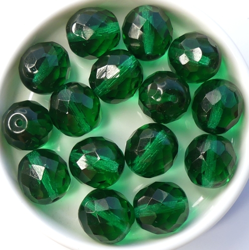 0100378 Emerald, Facet 12 mm. 6 Pc.-0 0100378 Emerald, Facet 12 mm. 6 Pc.-0