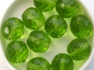 0100449 Bright Green Facet 14 mm. 6 Pc.-0