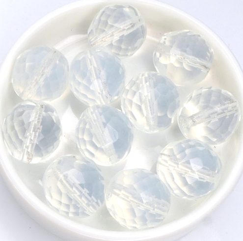 0140224 White Opal, Facet 14 mm. 6 Pc.-0 0140224 White Opal, Facet 14 mm. 6 Pc.-0