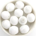 0140251 Opaue White, Facet 14 mm. 6 Pc.-0