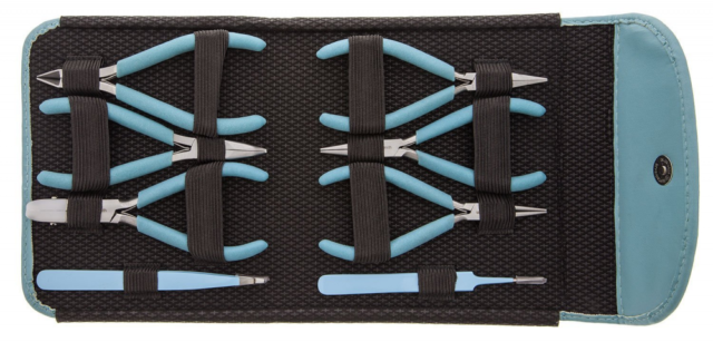 PLFAS04 Beadsmith Light Blue Beaders Tool Set in Clutch.-14598