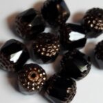 0010485 Jet Copper Facet Cathedral Beads 10 mm. 5 Pc.-0