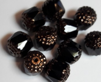 0010485 Jet Copper Facet Cathedral Beads 10 mm. 5 Pc.-0 0010485 Jet Copper Facet Cathedral Beads 10 mm. 5 Pc.-0