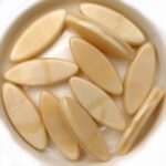 0040012 Beige Milky Opal Oval Glass Beads 6 Pc.-0