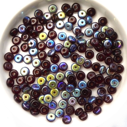 0050016 Garnet AB Pressed Rondelle 4 mm. 80 Pc.-0 0050016 Garnet AB Pressed Rondelle 4 mm. 80 Pc.-0