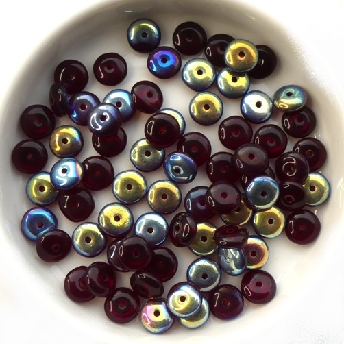 0050017 Garnet AB Pressed Rondelle 6 mm. 50 Pc.-0 0050017 Garnet AB Pressed Rondelle 6 mm. 50 Pc.-0