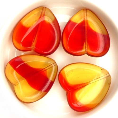 0050020 Red / Light Topaz Mix Heart 4 Pc-0