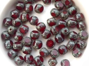0050240 Siam Travertin, Three Cut Window Bead 15 Pc.-14705