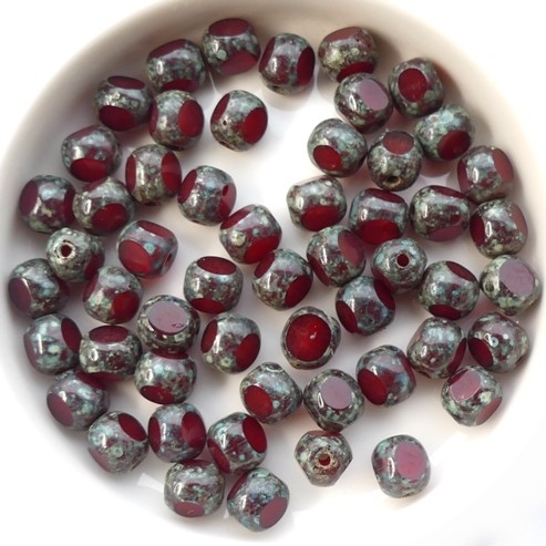 0050240 Siam Travertin, Three Cut Window Bead 15 Pc.-14705