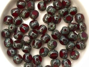 0050240 Siam Travertin, Three Cut Window Bead 15 Pc.-0