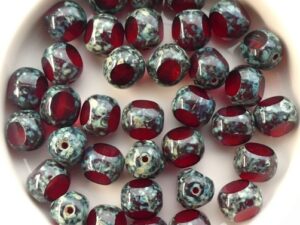 0050245 Siam Travertin, Three Cut Window Bead 8 mm. 10 Pc.-0