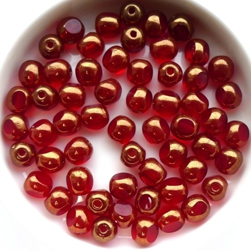 0050247 Siam Bronze, Three Cut Window Bead 15 Pc.-0