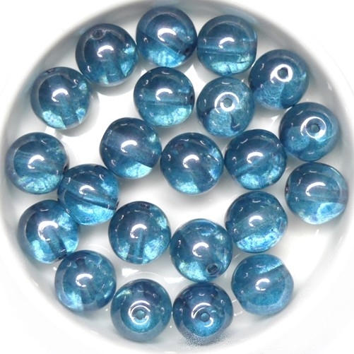 0090210 Crystal Blue Luster Round 10 mm. 15 Pc.-0