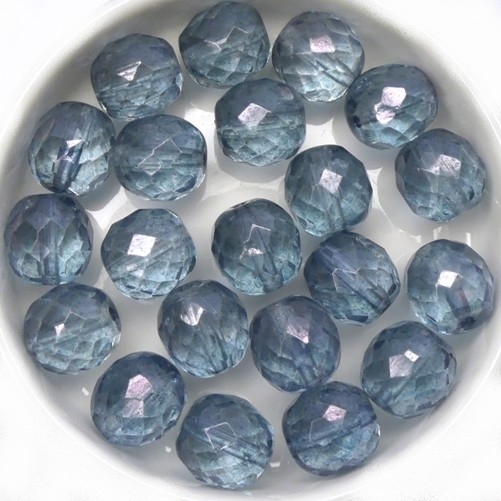 0090375 Crystal Blue Luster Round Facet 10 mm. 10 Pc.-0