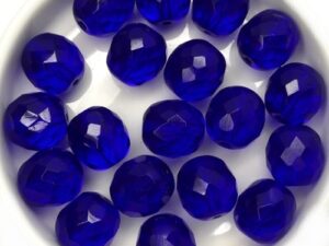 0090376 Cobalt Blue Round Facet 10 mm. 10 Pc.-0