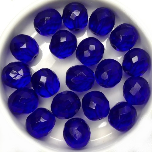 0090376 Cobalt Blue Round Facet 10 mm. 10 Pc.-0