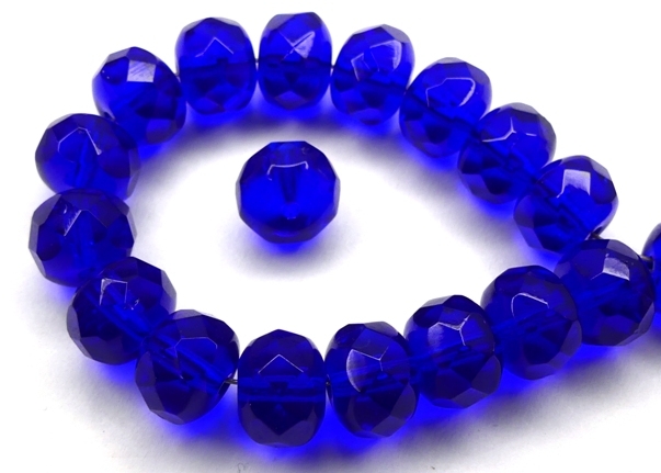 0090377 Cobalt Blue, Rondelle Facet 9 x 6 mm. 15 Pc.-0 0090377 Cobalt Blue, Rondelle Facet 9 x 6 mm. 15 Pc.-0
