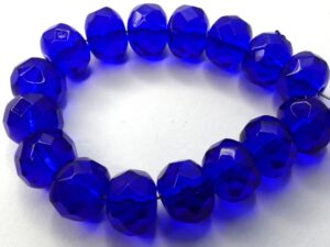 0090377 Cobalt Blue, Rondelle Facet 9 x 6 mm. 15 Pc.-14892