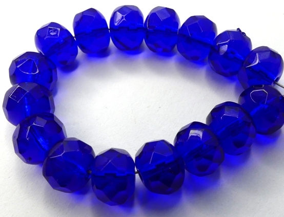 0090377 Cobalt Blue, Rondelle Facet 9 x 6 mm. 15 Pc.-14892