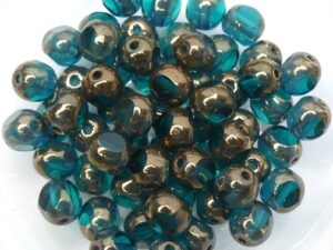0090379 Teal Bronze, 3 Cut Window Facet 6 mm. 22 Pc.-14906