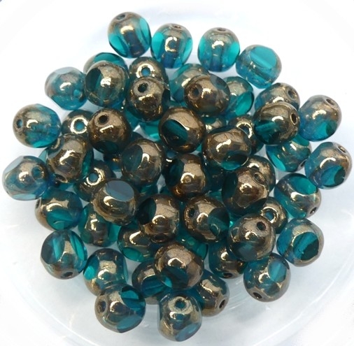 0090379 Teal Bronze, 3 Cut Window Facet 6 mm. 22 Pc.-14906