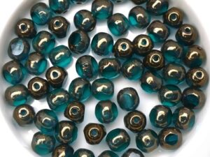 0090379 Teal Bronze, 3 Cut Window Facet 6 mm. 22 Pc.-0