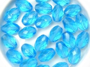 0090381 Aqua Blue Oval Facet 11 x 8 mm. 14 Pc.-0