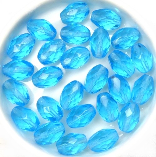 0090381 Aqua Blue Oval Facet 11 x 8 mm. 14 Pc.-0 0090381 Aqua Blue Oval Facet 11 x 8 mm. 14 Pc.-0