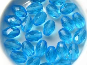 0090381 Aqua Blue Oval Facet 11 x 8 mm. 14 Pc.-14909