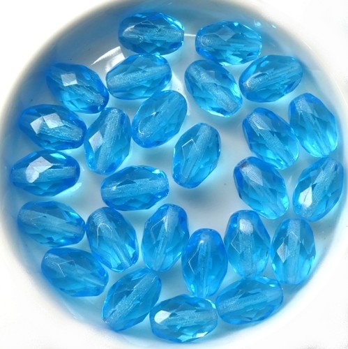 0090381 Aqua Blue Oval Facet 11 x 8 mm. 14 Pc.-14909