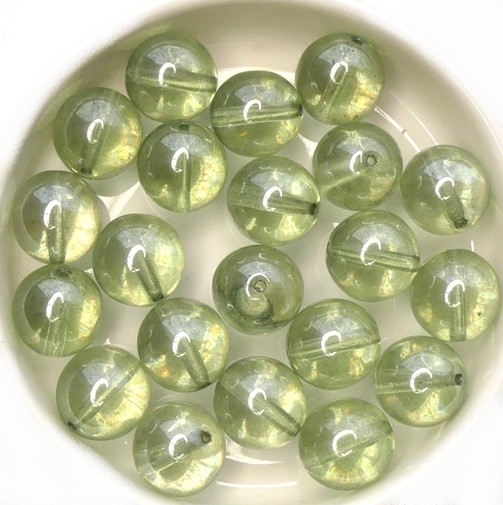 0100045 Crystal Green Luster Round 10 mm. 15 Pc. -0