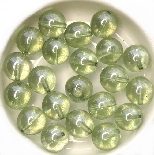 0100045 Crystal Green Luster Round 10 mm. 15 Pc. -0 0100045 Crystal Green Luster Round 10 mm. 15 Pc. -0