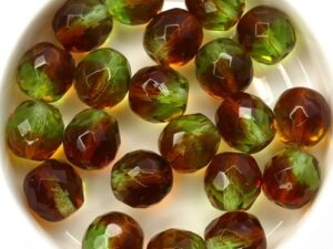 0100426 Olivine / Dark Topaz Mix Round Facet 10 mm.10 Pc.-14770