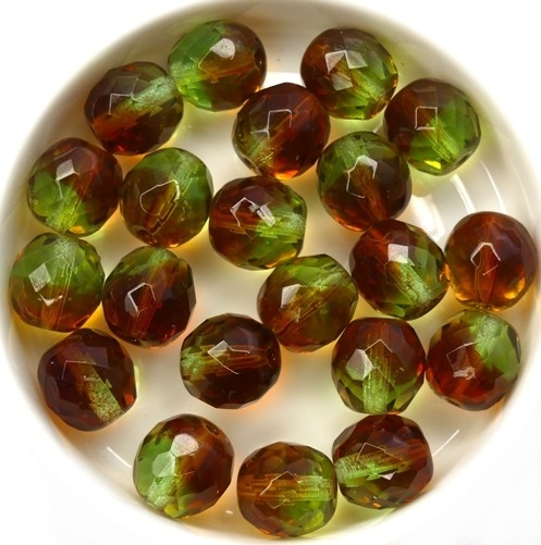 0100426 Olivine / Dark Topaz Mix Round Facet 10 mm.10 Pc.-14770