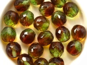 0100426 Olivine / Dark Topaz Mix Round Facet 10 mm.10 Pc.-0