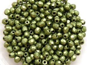 0100428 Matte Metallic Green Facet, 3 mm. 65 Pc.-14780