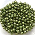 0100428 Matte Metallic Green Facet, 3 mm. 65 Pc.-0