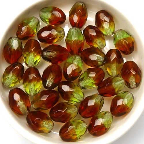 0100484 Olivine / Dark Topaz Mix Oval Facet 11 x 8 mm.14 Pc.-0