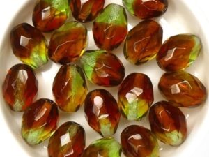 0100485 Olivine / Dark Topaz Mix Oval Facet 13 x 10 mm. 6 Pc.-0