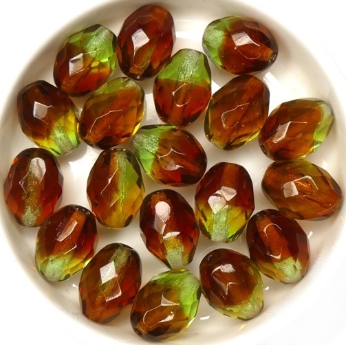 0100485 Olivine / Dark Topaz Mix Oval Facet 13 x 10 mm. 6 Pc.-0 0100485 Olivine / Dark Topaz Mix Oval Facet 13 x 10 mm. 6 Pc.-0