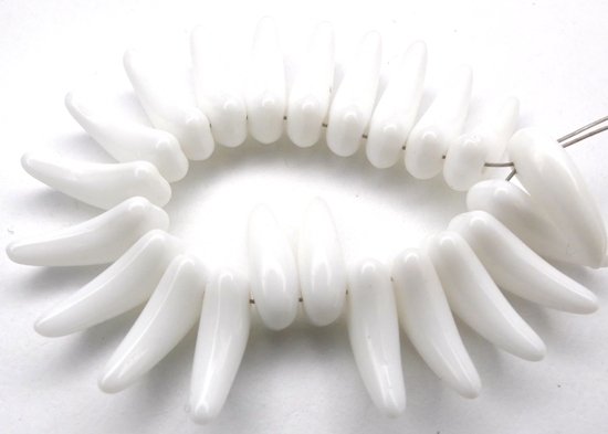 0140044 Opaque White Tooth Beads 35 Pc.-0 0140044 Opaque White Tooth Beads 35 Pc.-0