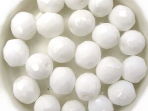 0140198 Opaque White Round Facet 10 mm. 10 Pc.-0